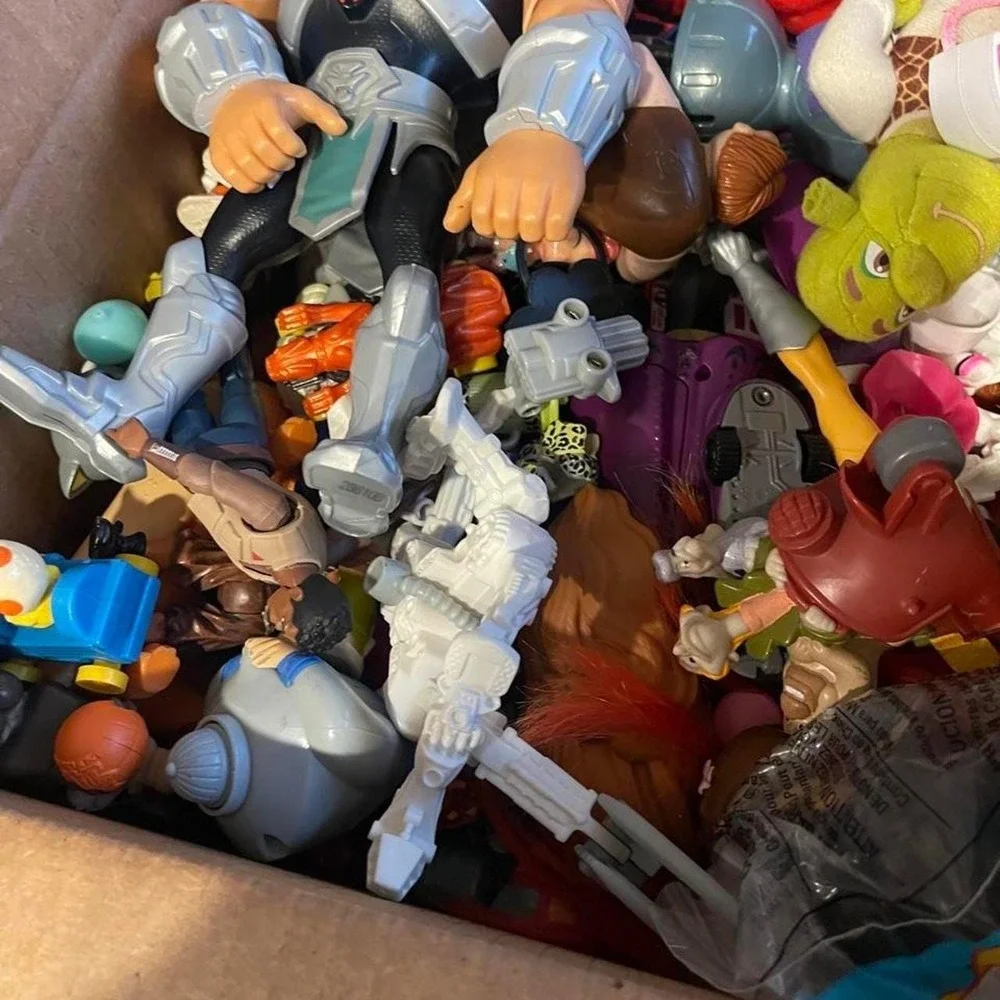 Box lot of vintage and modern toys